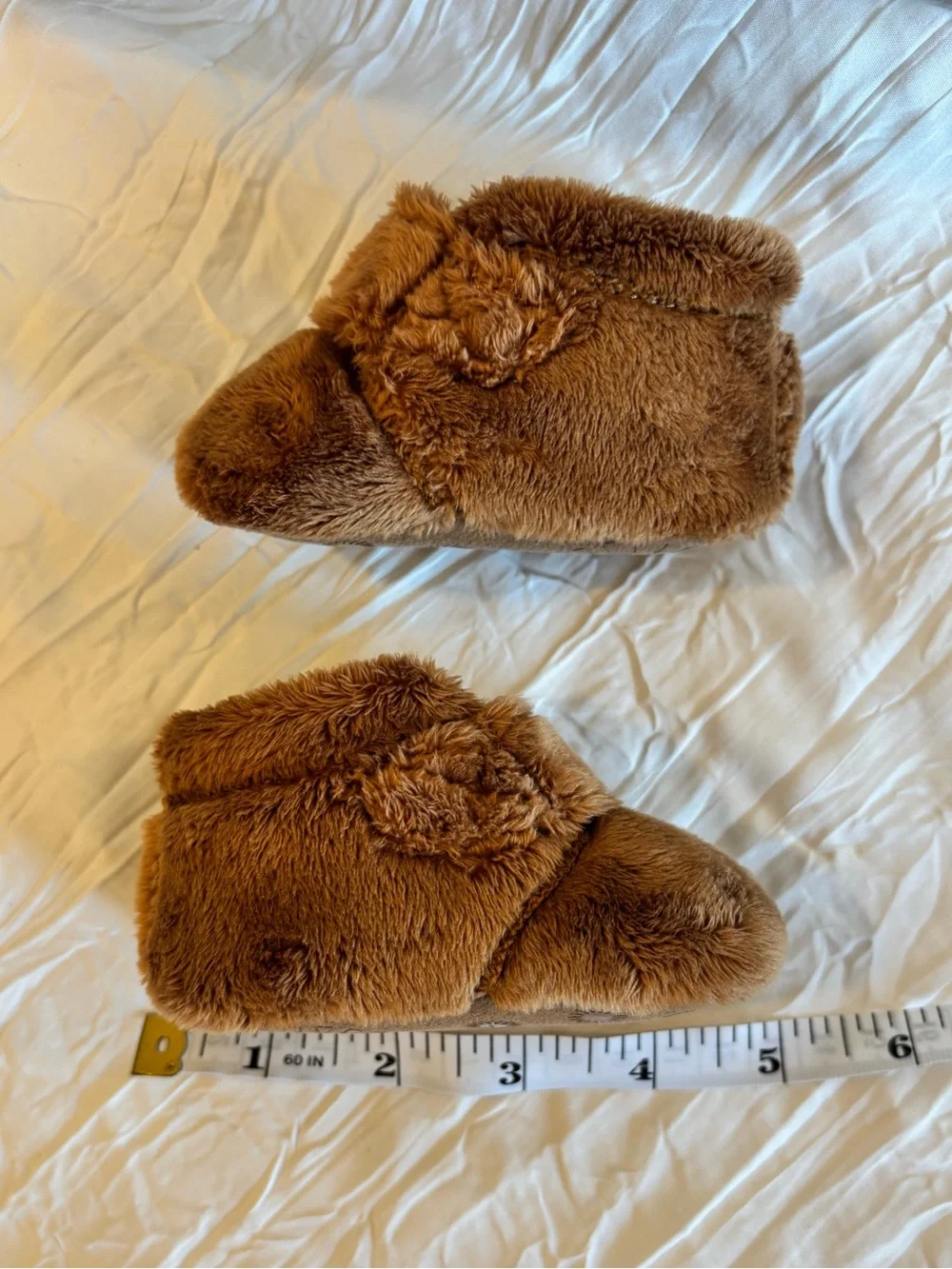 UGG Chestnut Faux-Fur Baby Slippers with Velcro Strap
